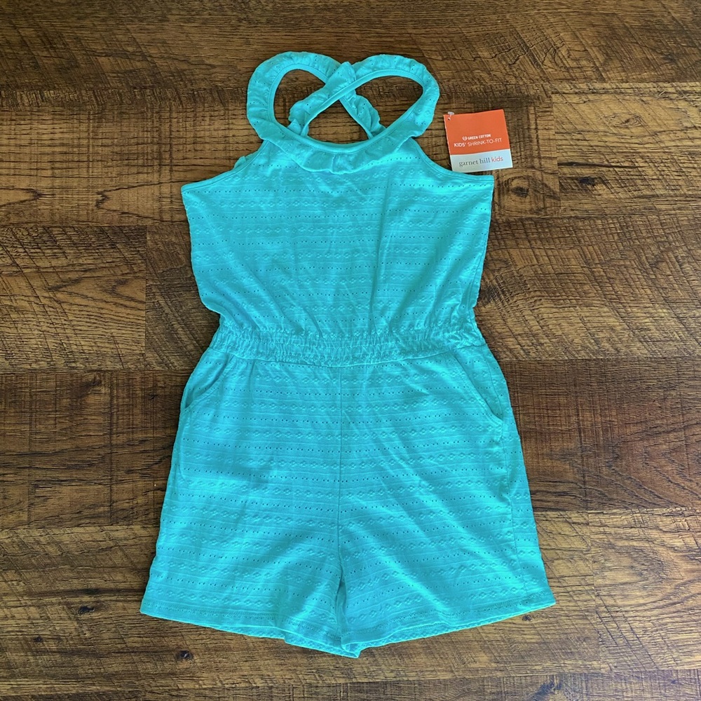 NEW Garnet Hill Eyelet Lace Shorts Romper XL/12-14